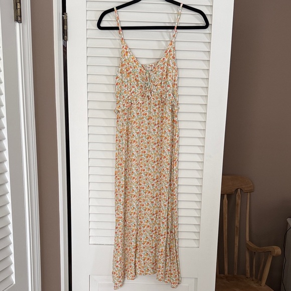 Billabong Floral Rebel Heart Midi Dress Size Large Boho Summer - Picture 3 of 5
